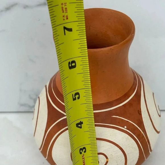 Native By Unknown Artist Hand Painted Pot Brown Size 6"x 3" - Picture 3 of 8